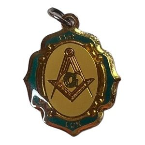 Freemasonry Fiat Lux Green and Gold 2 Sided Pendant